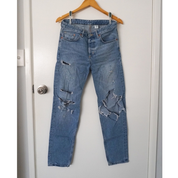 Hm Denim Low Waist Boyfriend Distressed 
